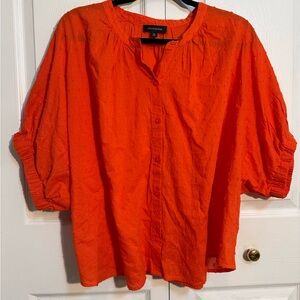 Vibrant Orange Button-Up Blouse with Dolman Sleeves (NWOT)